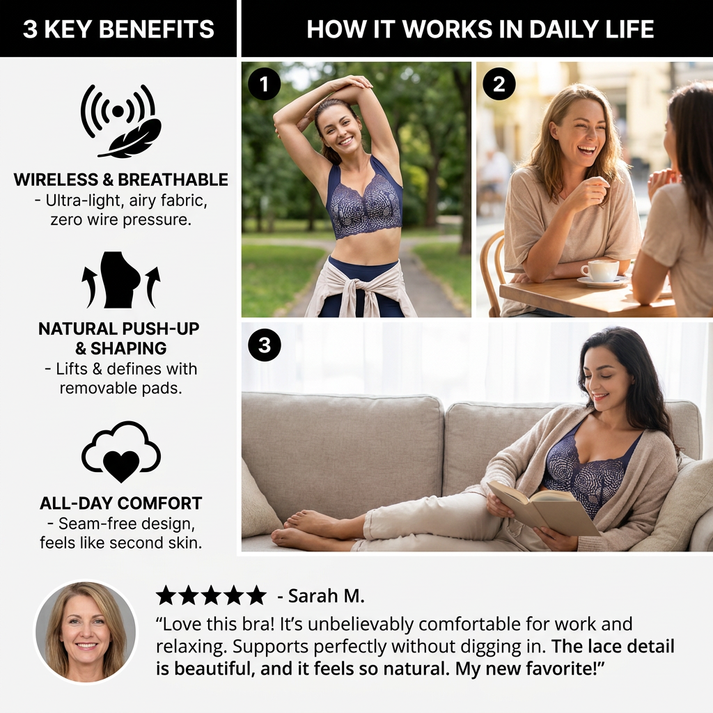 Seamless Push-Up Comfort Bra – Wireless, Breathable & Shaping for Natural Support