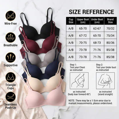 Seamless Push-Up Bra – Wire-Free, Breathable and Supportive with Triangle Cups