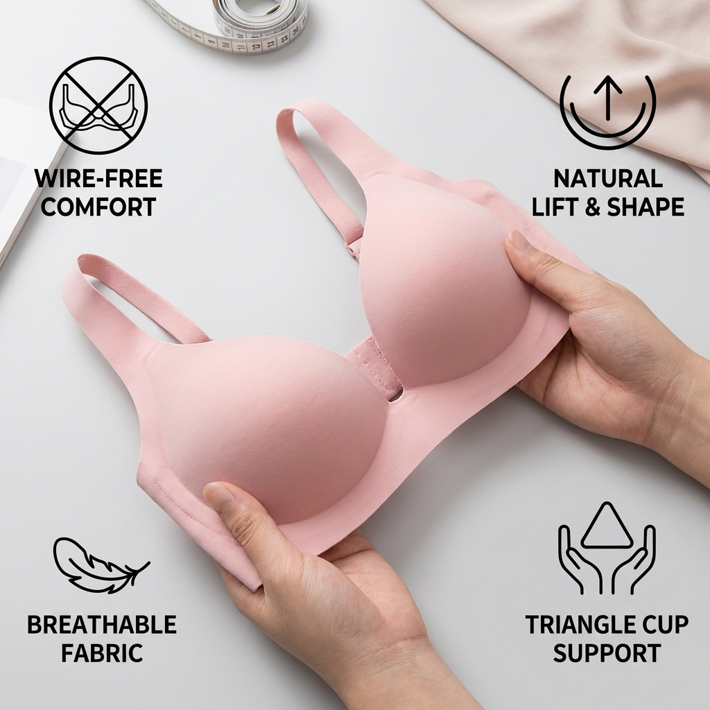 Seamless Push-Up Bra – Wire-Free, Breathable and Supportive with Triangle Cups