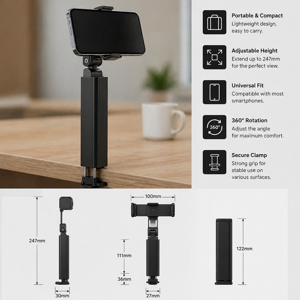 Travel Phone Holder – Foldable and Adjustable Stand for Comfortable Use On the Go