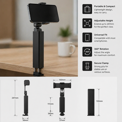 Travel Phone Holder – Foldable and Adjustable Stand for Comfortable Use On the Go