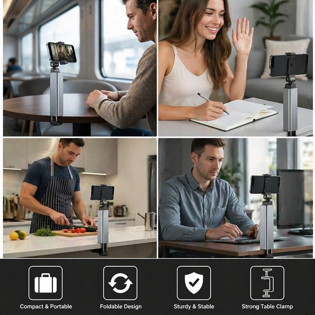 Travel Phone Holder – Foldable and Adjustable Stand for Comfortable Use On the Go