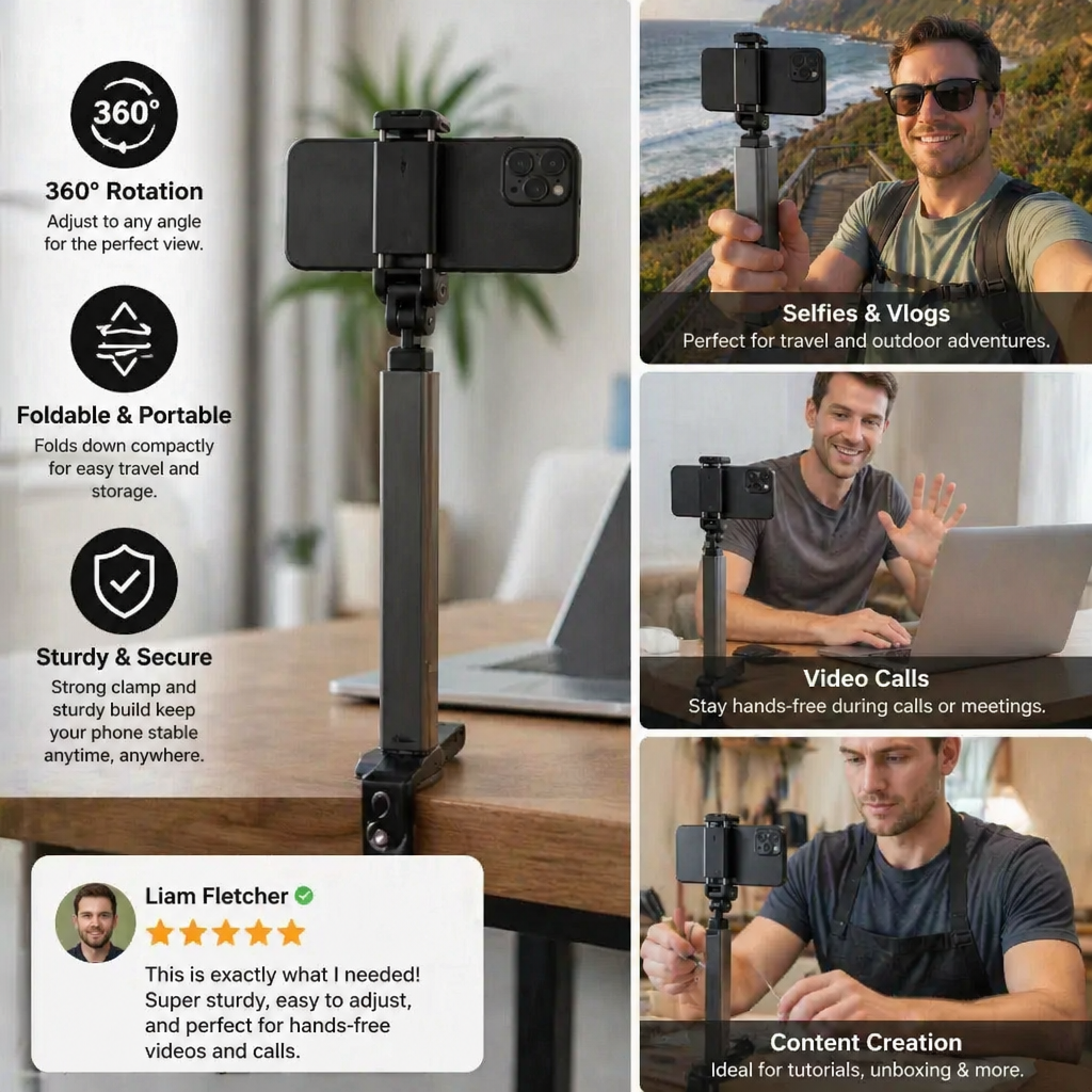 Travel Phone Holder – Foldable and Adjustable Stand for Comfortable Use On the Go