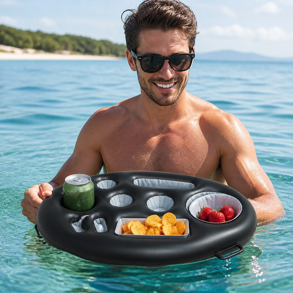 Inflatable Drink Holder – Multifunctional Tray for Drinks & Snacks