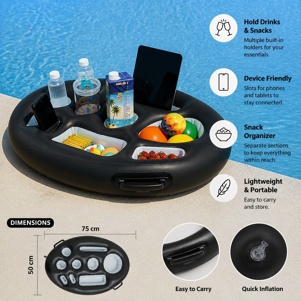 Inflatable Drink Holder – Multifunctional Tray for Drinks & Snacks