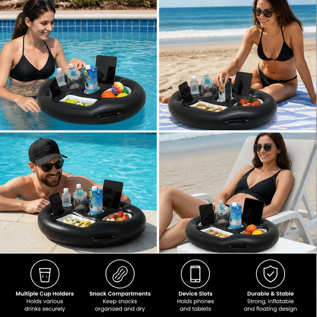 Inflatable Drink Holder – Multifunctional Tray for Drinks & Snacks