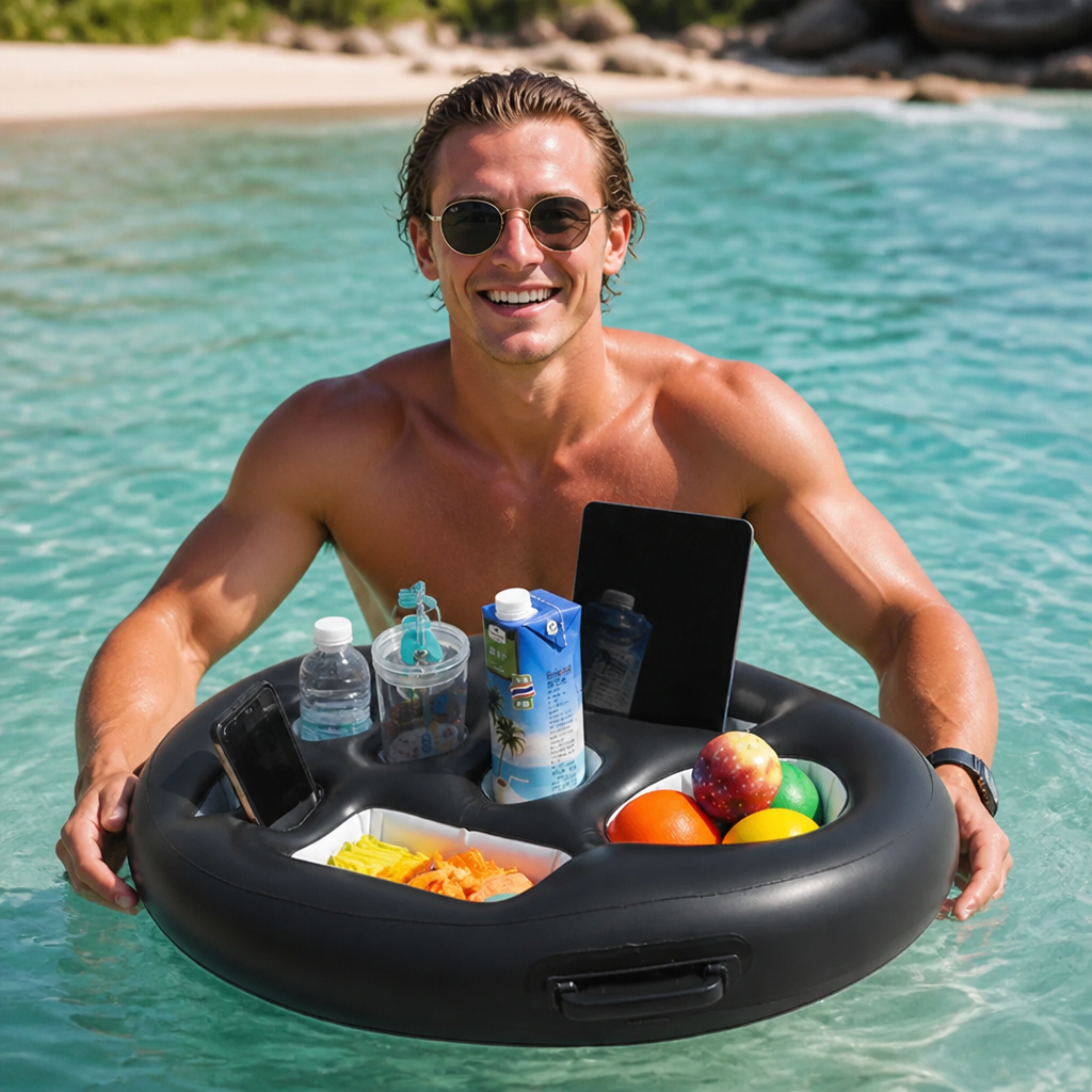 Inflatable Drink Holder – Multifunctional Tray for Drinks & Snacks