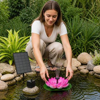 Solar-Powered Lotus Fountain – Floating Garden Fountain for Pool & Pond