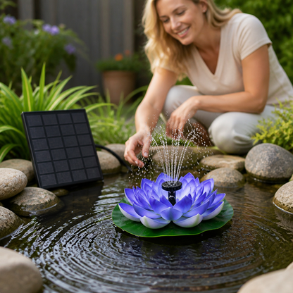 Solar-Powered Lotus Fountain – Floating Garden Fountain for Pool & Pond