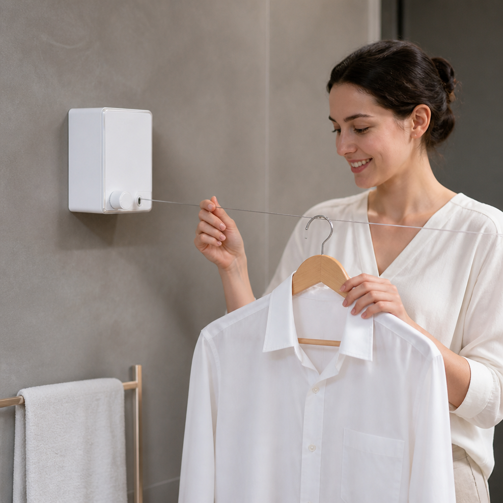 Invisible Clothesline – Extendable Steel Wire Drying Rack, No Drilling Required for Flexible Drying