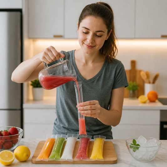 Practical DIY Ice Pop Bags (100 Pieces) – Self-Sealing Disposable Molds for Homemade Ice Sticks