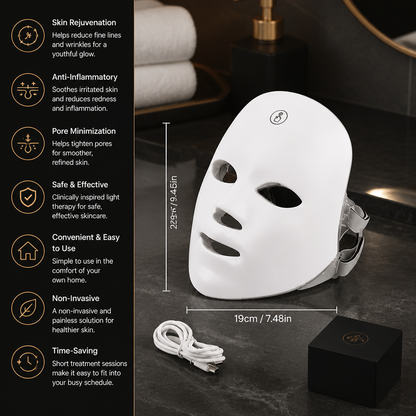 LED Face Mask – Professional Light Therapy for Skin Rejuvenation at Home