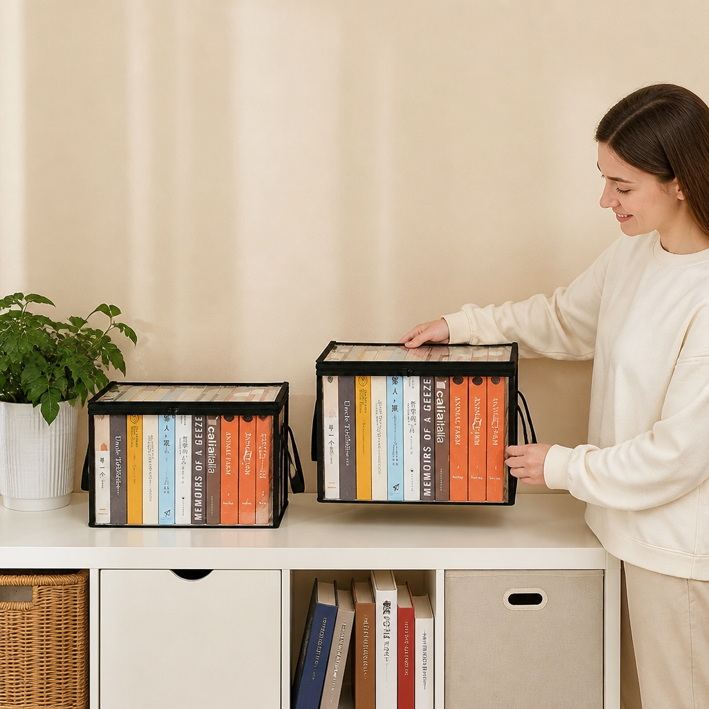 Transparent Storage Box (2 pieces) – Foldable Organizer Against Dust & Clutter