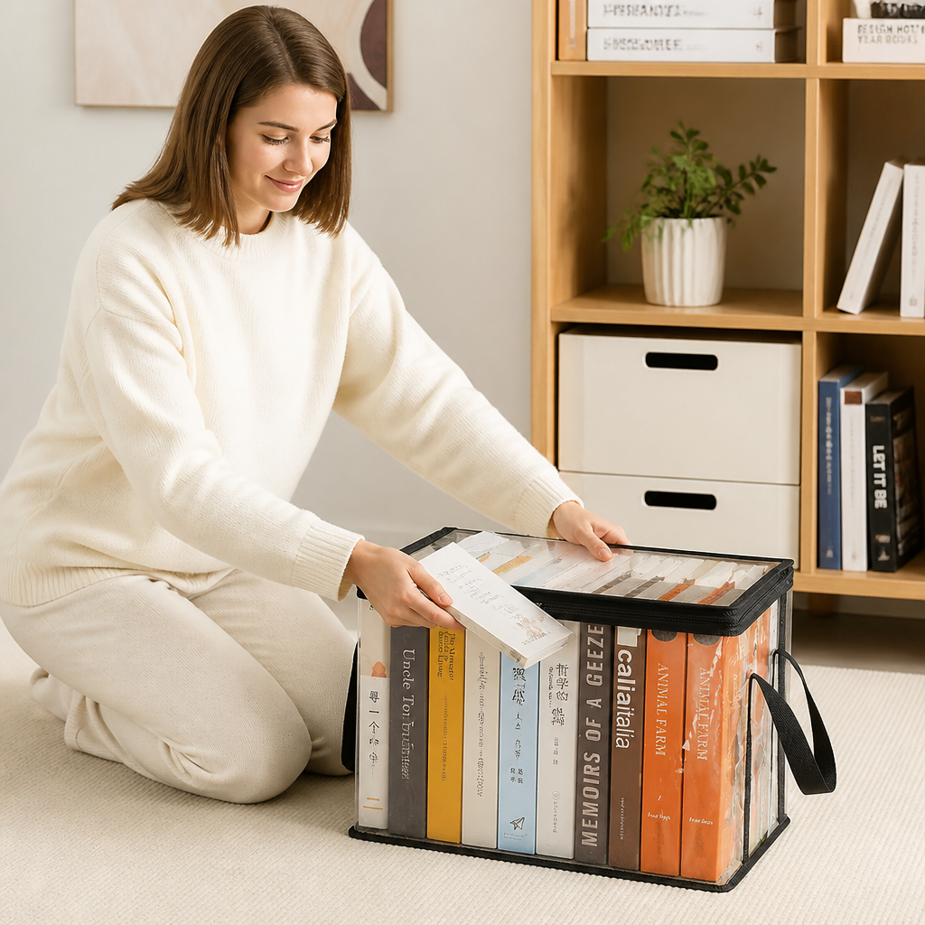 Transparent Storage Box (2 pieces) – Foldable Organizer Against Dust & Clutter