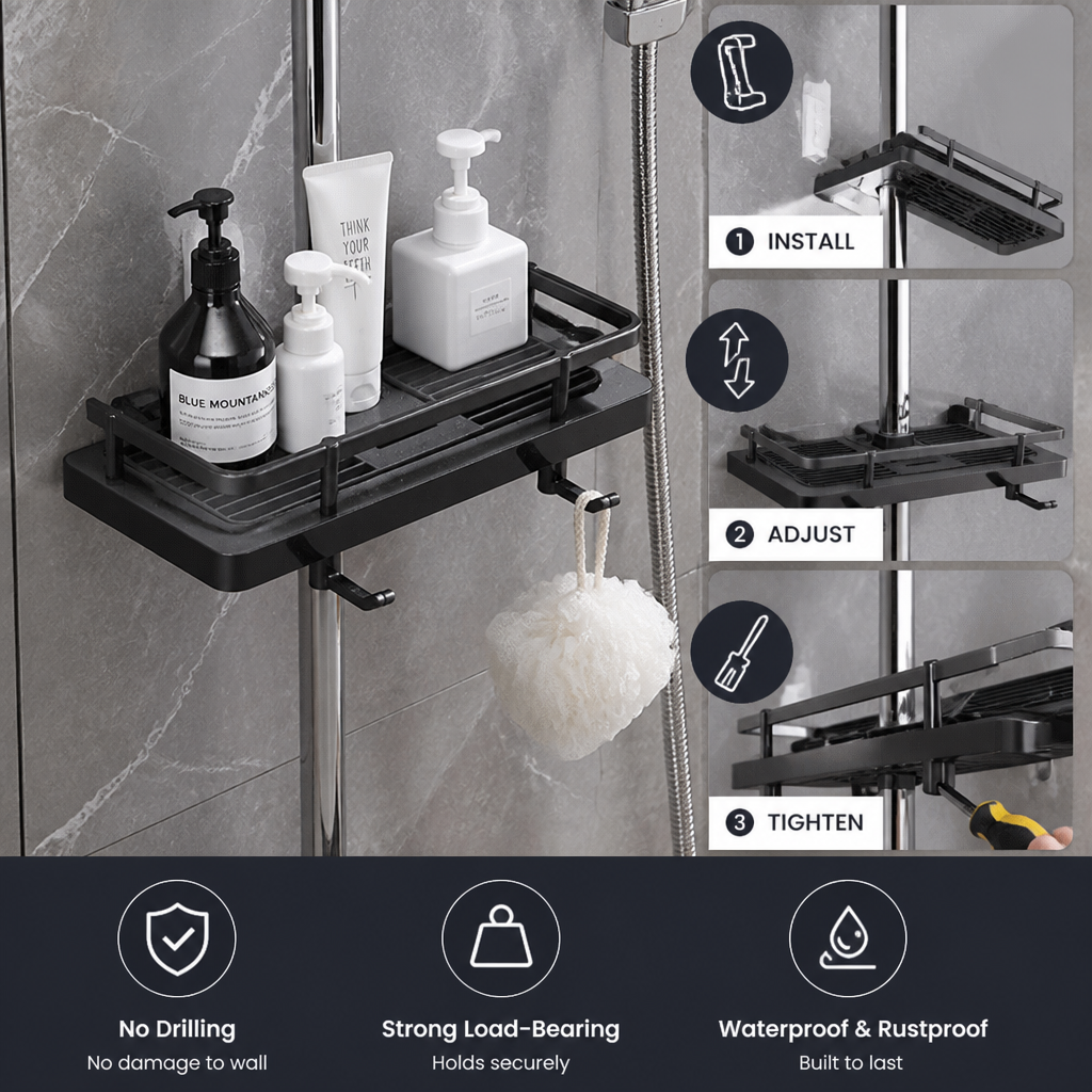 Bathroom Pole Shower Storage Rack Holder