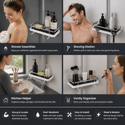 Bathroom Pole Shower Storage Rack Holder