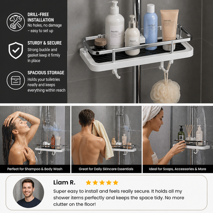 Bathroom Pole Shower Storage Rack Holder