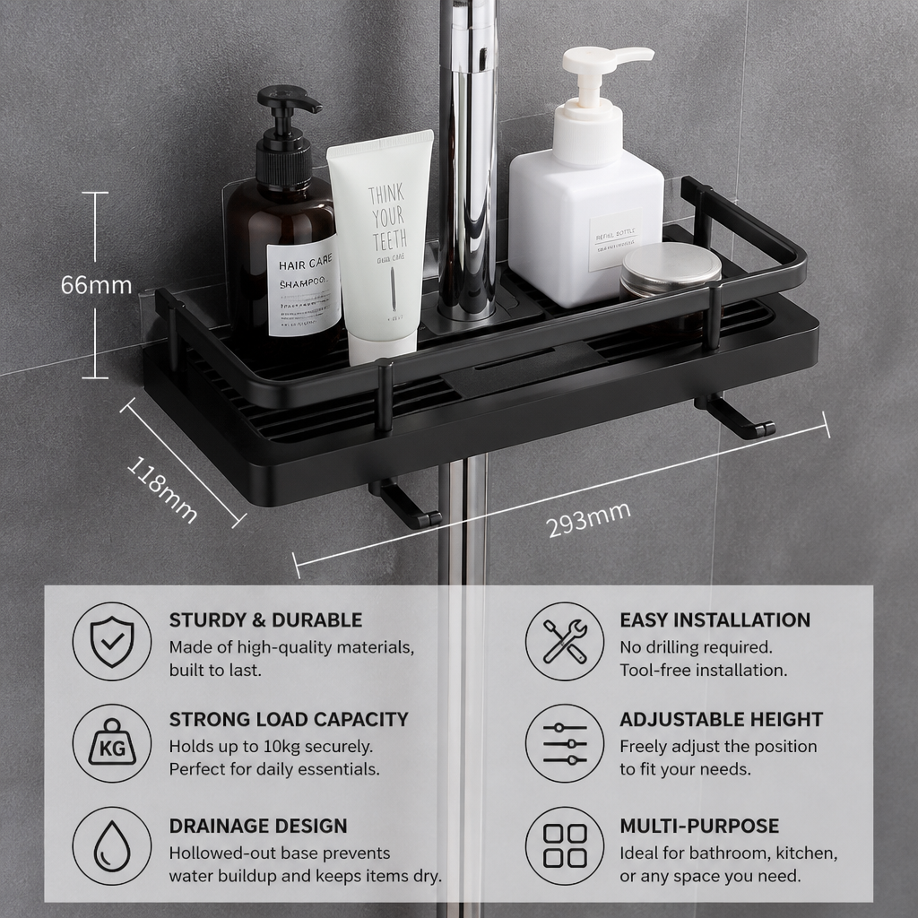 Bathroom Pole Shower Storage Rack Holder