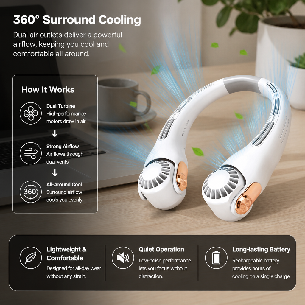 Portable Hands-Free Neck Cooling Fan