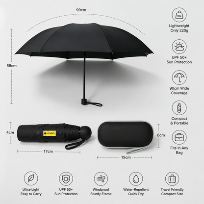Lightweight Mini Travel Sun Umbrella – Fits in Any Bag