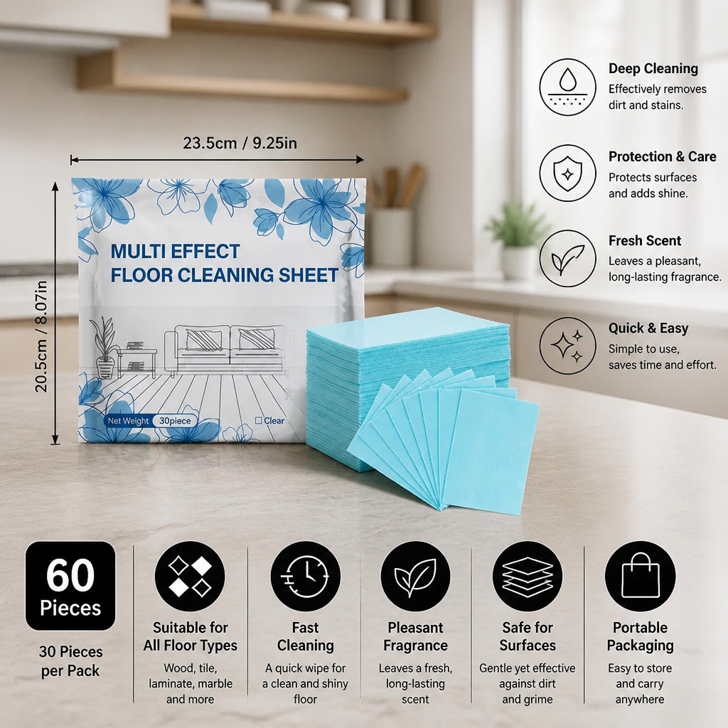 60 Pieces Multi-Surface Floor Cleaning Wipes for Wood, Tile & Laminate