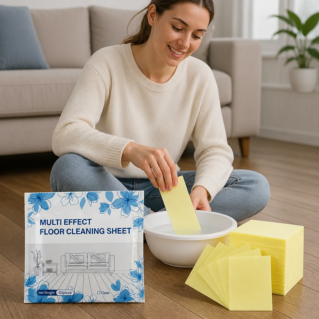 60 Pieces Multi-Surface Floor Cleaning Wipes for Wood, Tile & Laminate