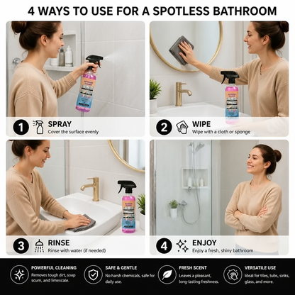 Bathroom Cleaner – Multi-Surface Stain Remover for Tubs, Sinks & Glass