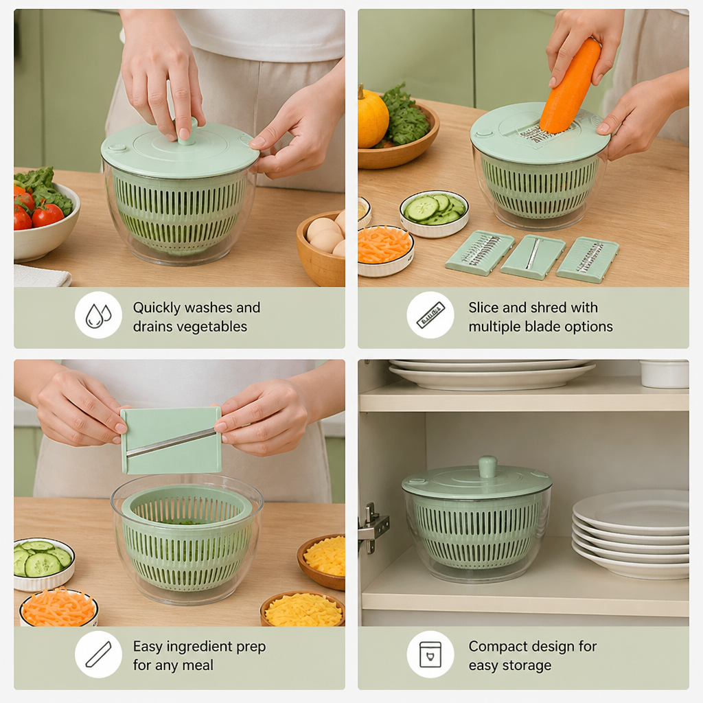 9-in-1 Manual Spinner & Slicer Vegetable and Salad Prep Set