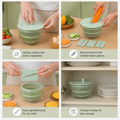 9-in-1 Manual Spinner & Slicer Vegetable and Salad Prep Set