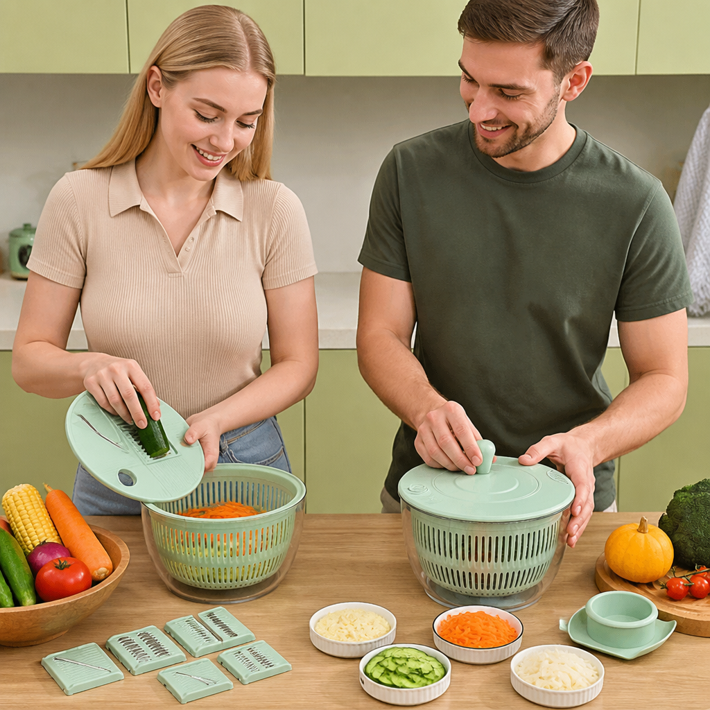 9-in-1 Manual Spinner & Slicer Vegetable and Salad Prep Set