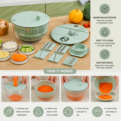 9-in-1 Manual Spinner & Slicer Vegetable and Salad Prep Set