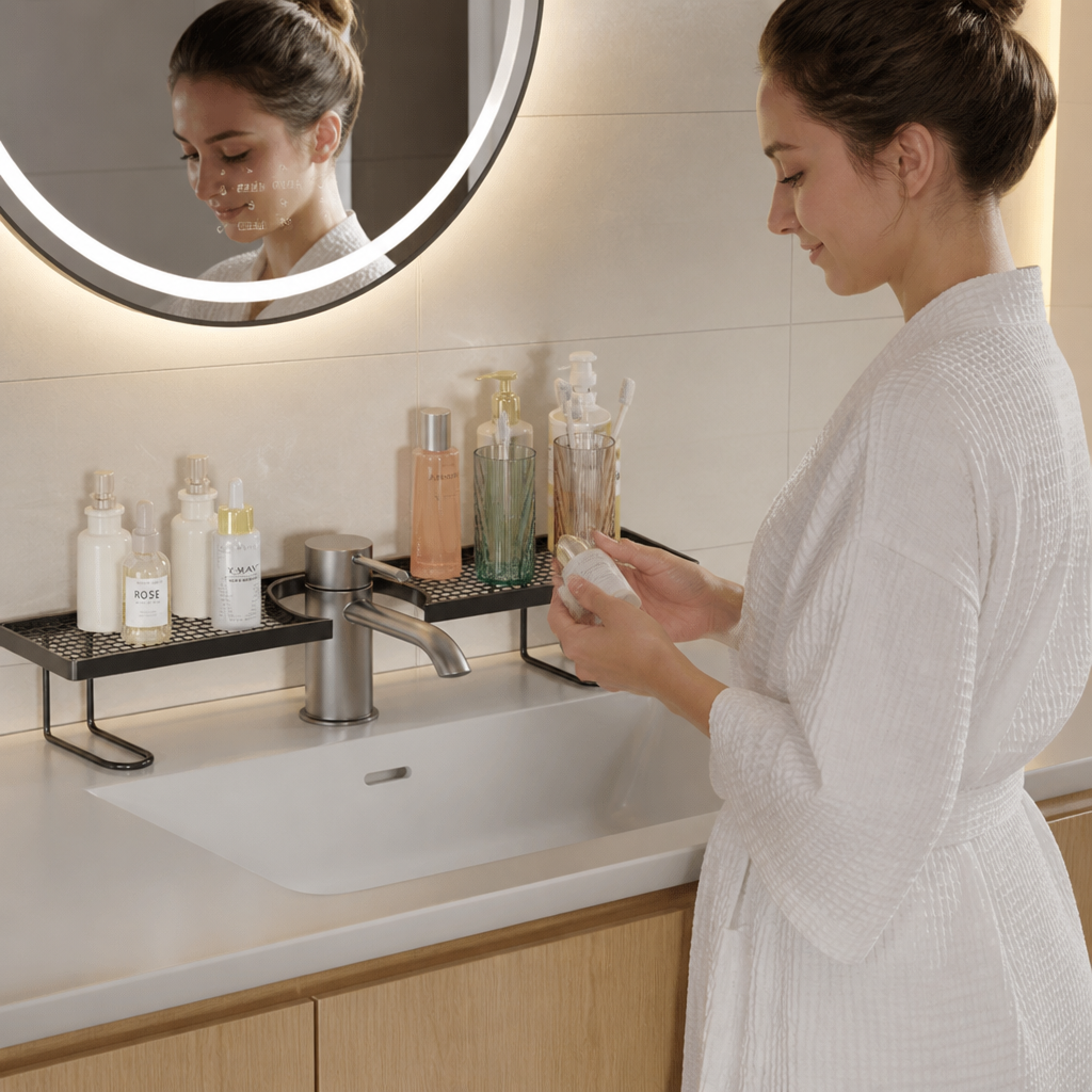No-Drill Moisture-Resistant Bathroom Countertop Organizer Shelf