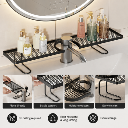 No-Drill Moisture-Resistant Bathroom Countertop Organizer Shelf