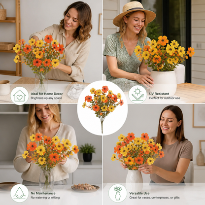 UV-Resistant Artificial Fall Flower Bouquet Set