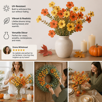 UV-Resistant Artificial Fall Flower Bouquet Set