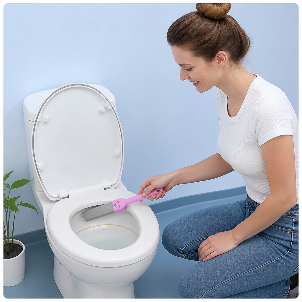 Extra-Long Handle Pumice Stone Toilet Cleaner for Limescale & Stubborn Stains