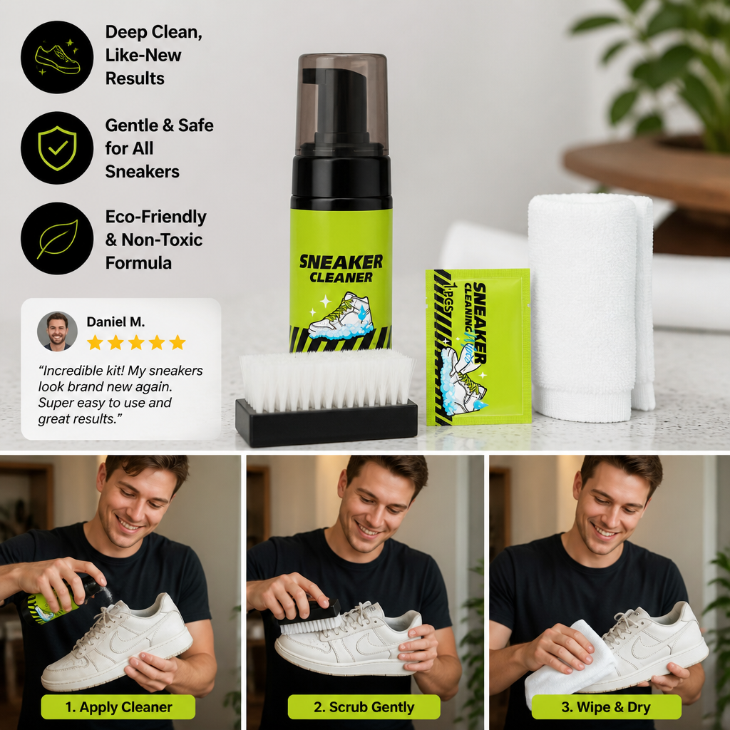 All-in-One Shoe Cleaning & Care Kit with Brushes, Dry Cleaner & Stain-Removal Wipes