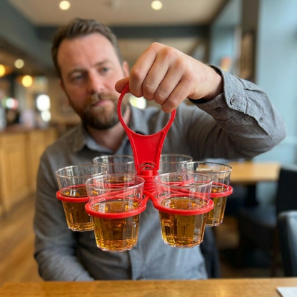 Foldable, Rotating Cup Holder – with 6 slots for glasses & cups, ideal for on the go