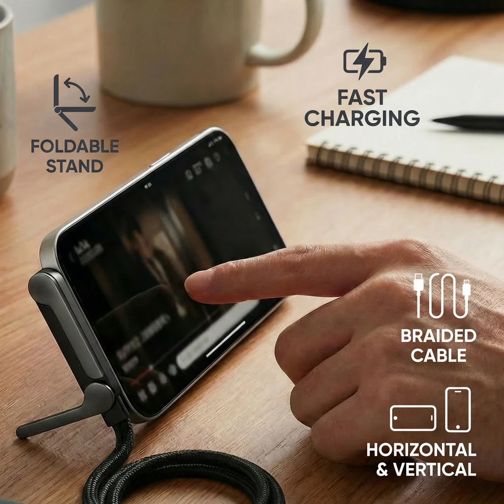 2-in-1 Foldable Fast Charging Cable & Phone Stand