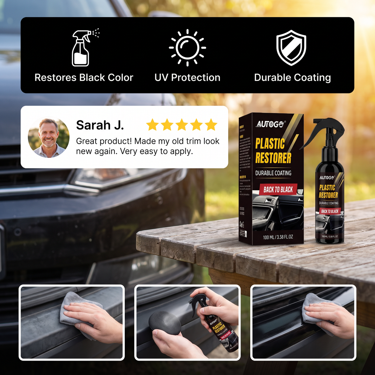 Car Plastic & Trim Restorer with UV Protection