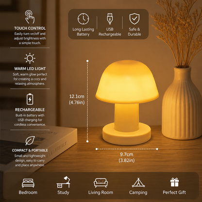 Mini Rechargeable LED Mushroom Table Lamp with Touch Control