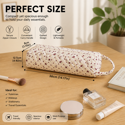Quilted Multi-Purpose Travel Bag – Spacious Toiletry & Makeup Organizer with Carry Handle