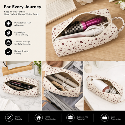Quilted Multi-Purpose Travel Bag – Spacious Toiletry & Makeup Organizer with Carry Handle