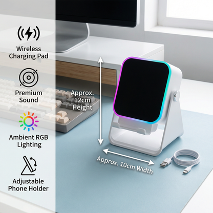 Multifunctional Bluetooth Speaker – With Lighting, Wireless Charging and Adjustable Phone Holder