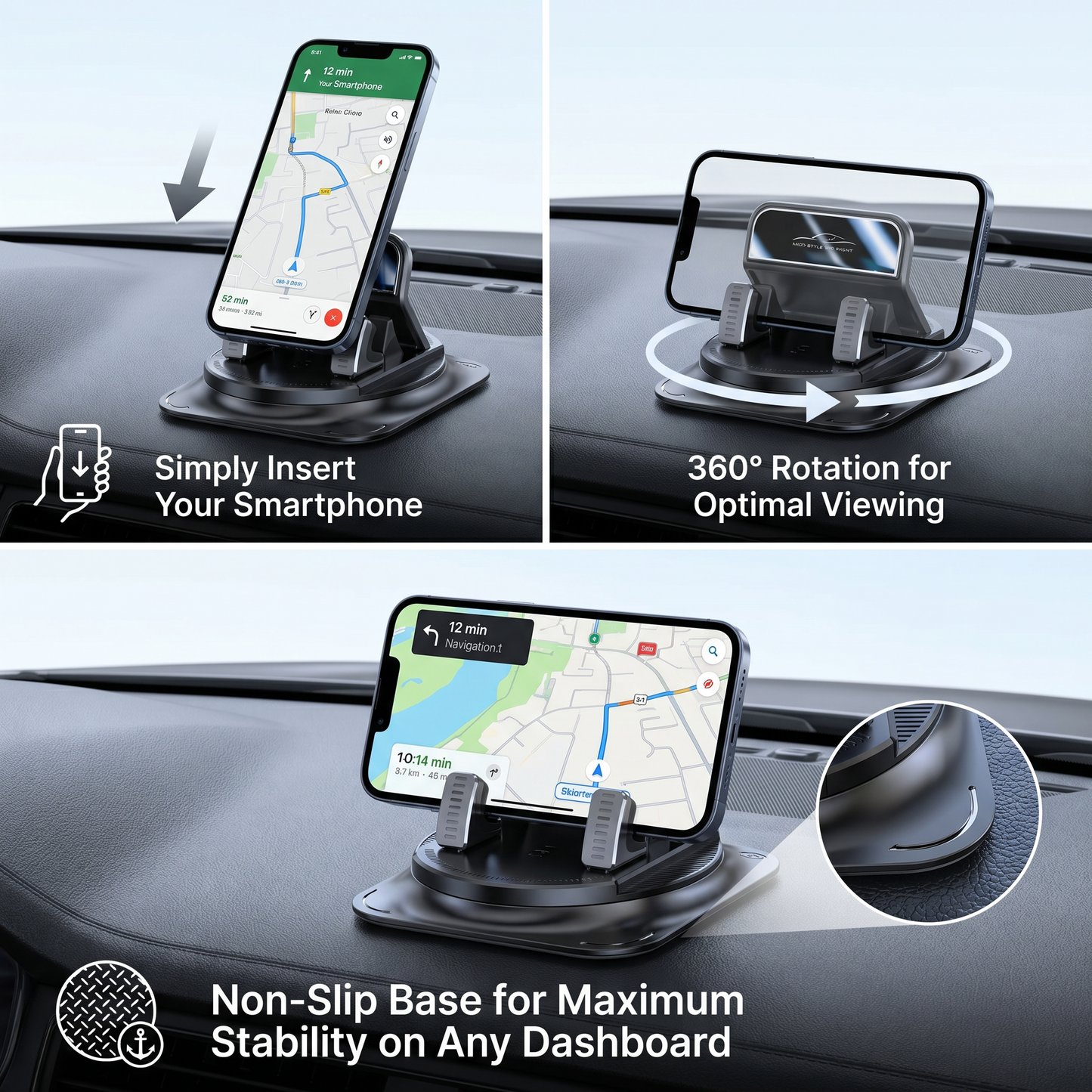 Car Phone Holder – Non-Slip Smartphone Mount for Dashboard & Center Console
