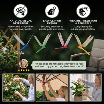 Dragonfly Clips – Realistic Insect Repellent for Home & Garden (4 Pieces)