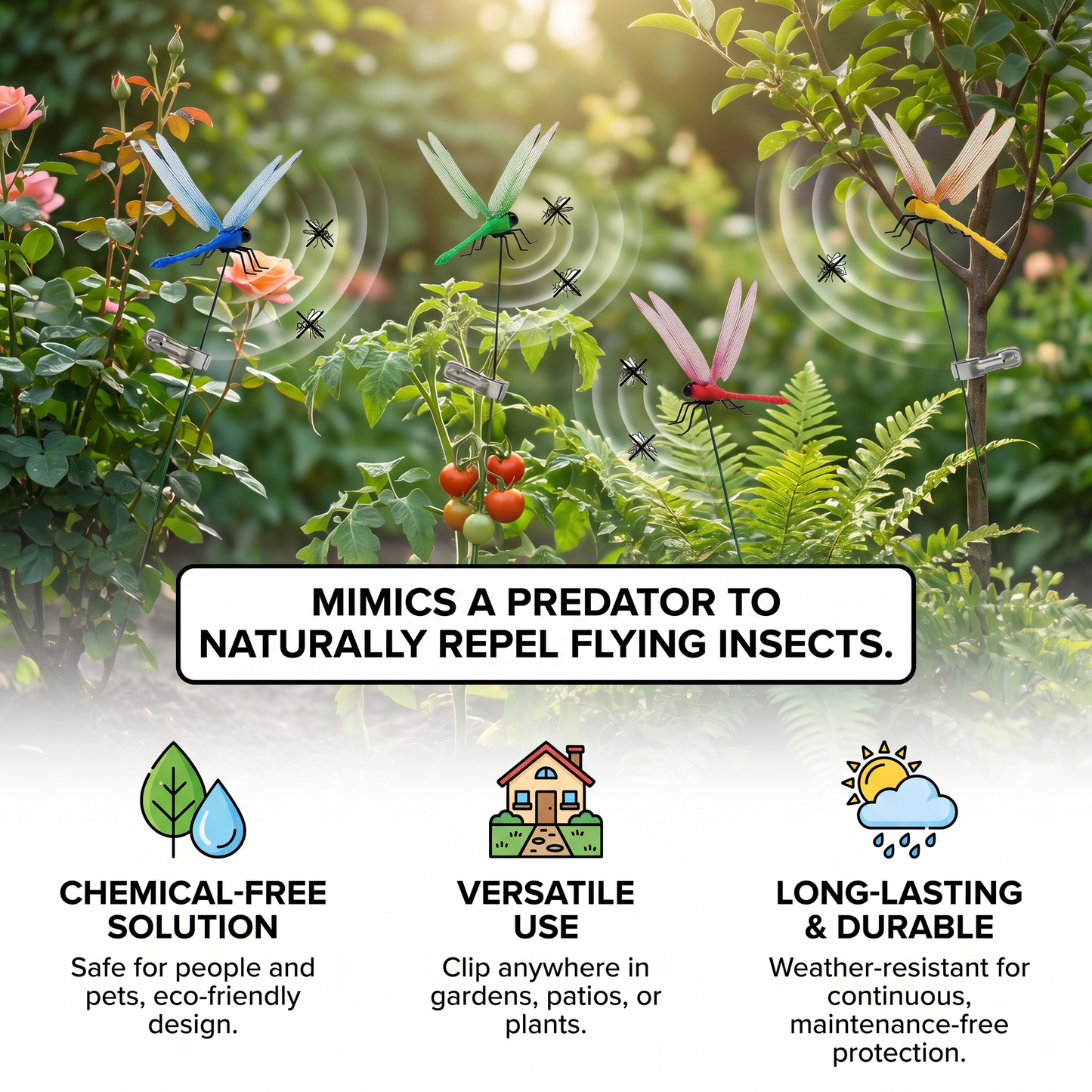 Dragonfly Clips – Realistic Insect Repellent for Home & Garden (4 Pieces)