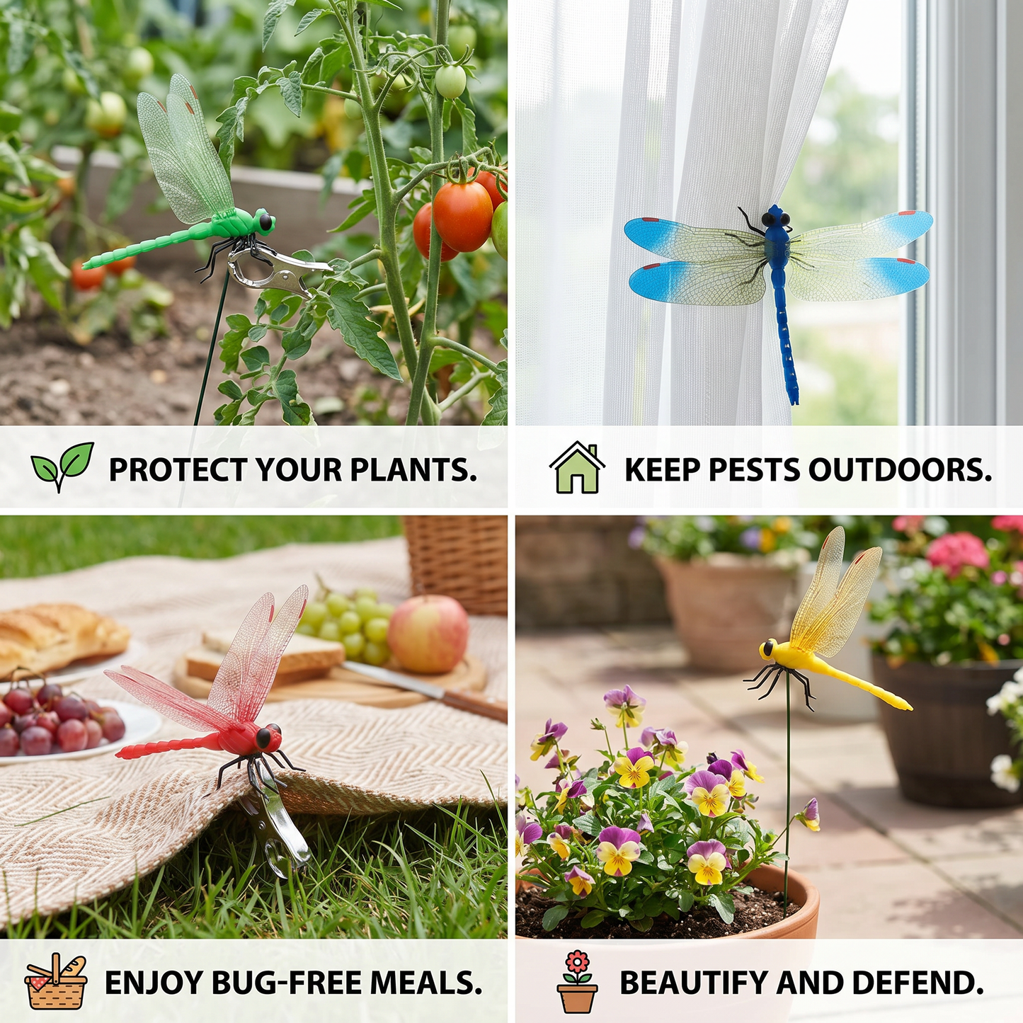 Dragonfly Clips – Realistic Insect Repellent for Home & Garden (4 Pieces)