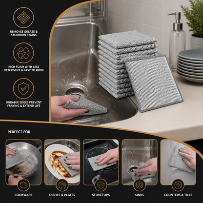 Reusable Non-Scratch Wire Dishcloths for Multipurpose Kitchen Cleaning