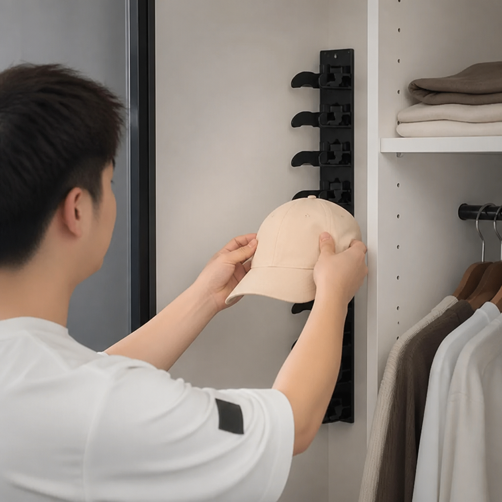 Wall-Mounted Hat Organizer – Holds Up to 20 Caps